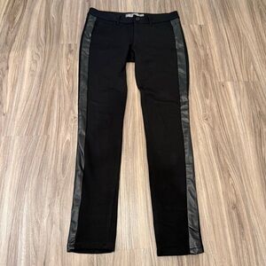 Paige Black Jeans with Vegan Leather Side Stripes